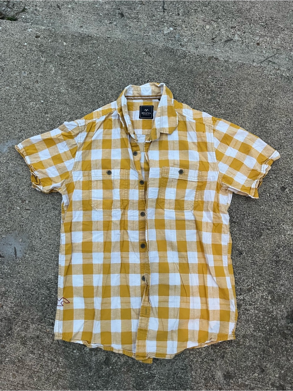Mufti Men's Yellow Gingham Short-Sleeve Button-Up Shirt